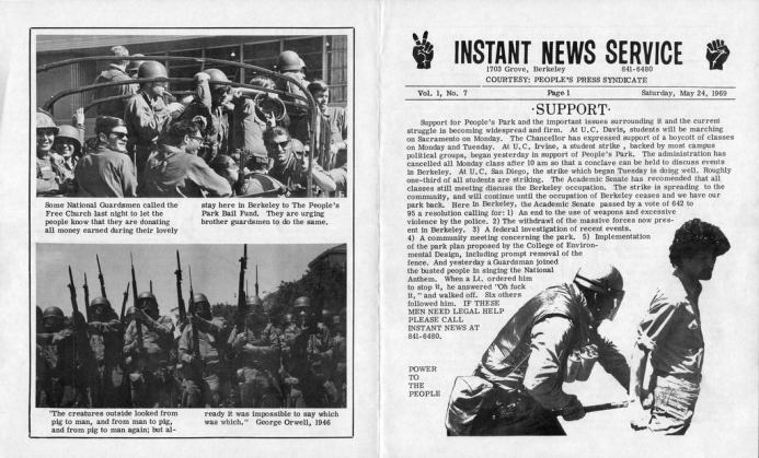 Front page of Instant News Service leaflet