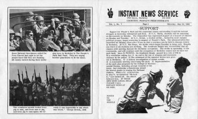 Front page of Instant News Service leaflet