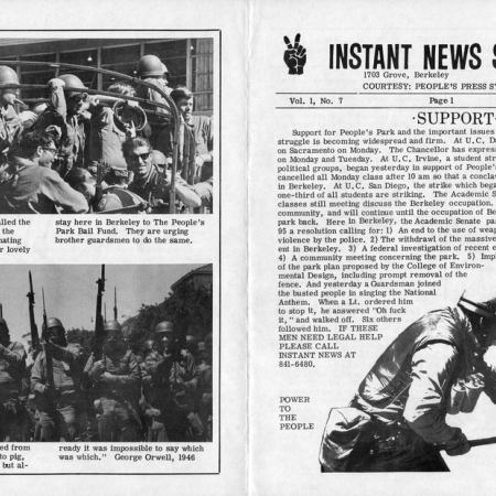 Front page of Instant News Service leaflet